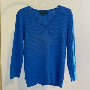 Lauren Ralph Lauren Cable Knit Sweater - Blue  - Size Medium
